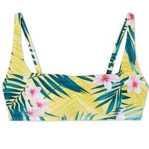 NWT Kona Sol Floral Bandeau Bikini Top Yellow L